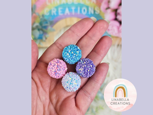 Glitter Bubblegum 20mm Beads set of 10
