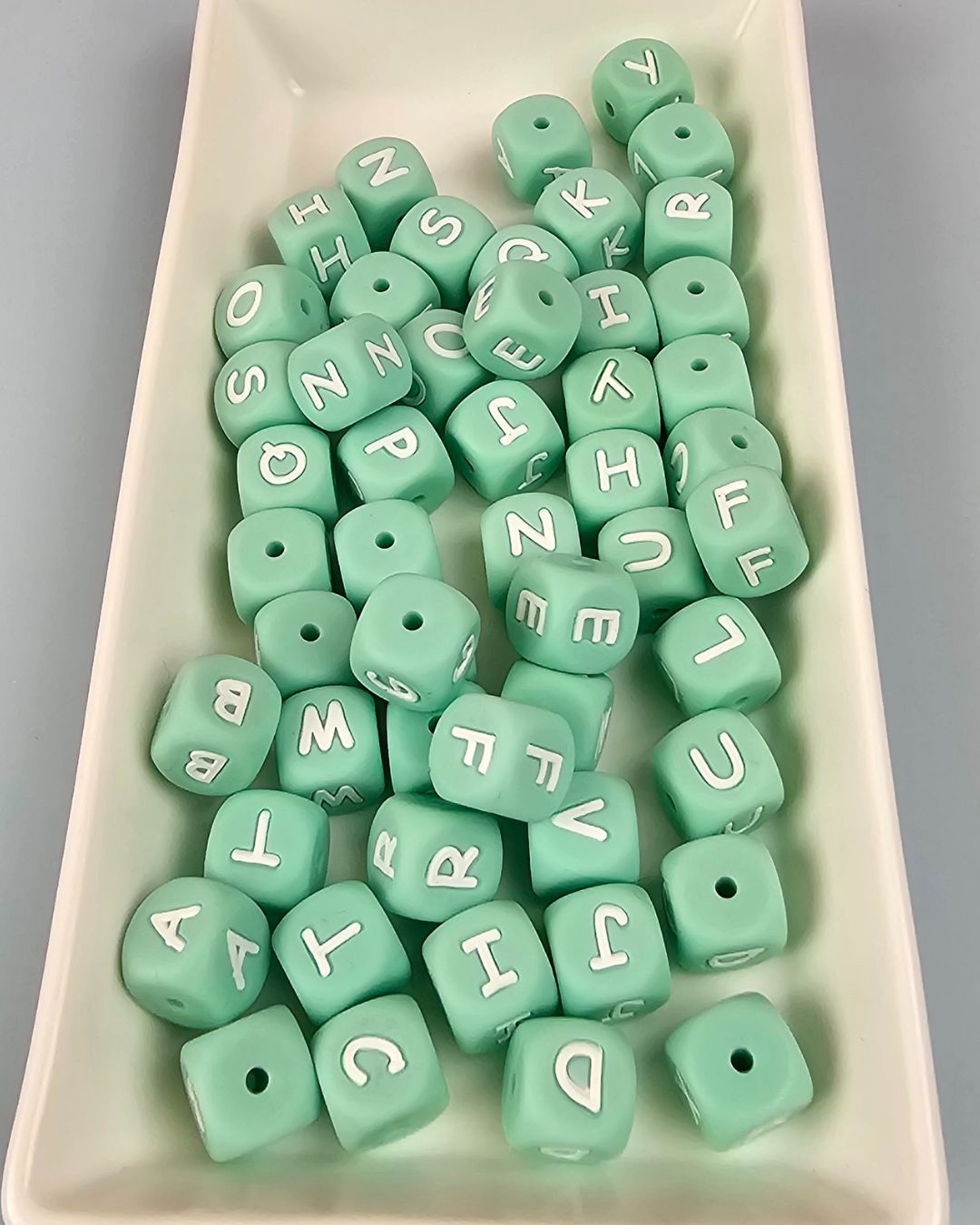 Silicone Alphabet Beads - pink and mint