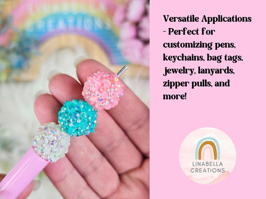 Pastel Rhinestone Confetti Beads 16mm set of 10