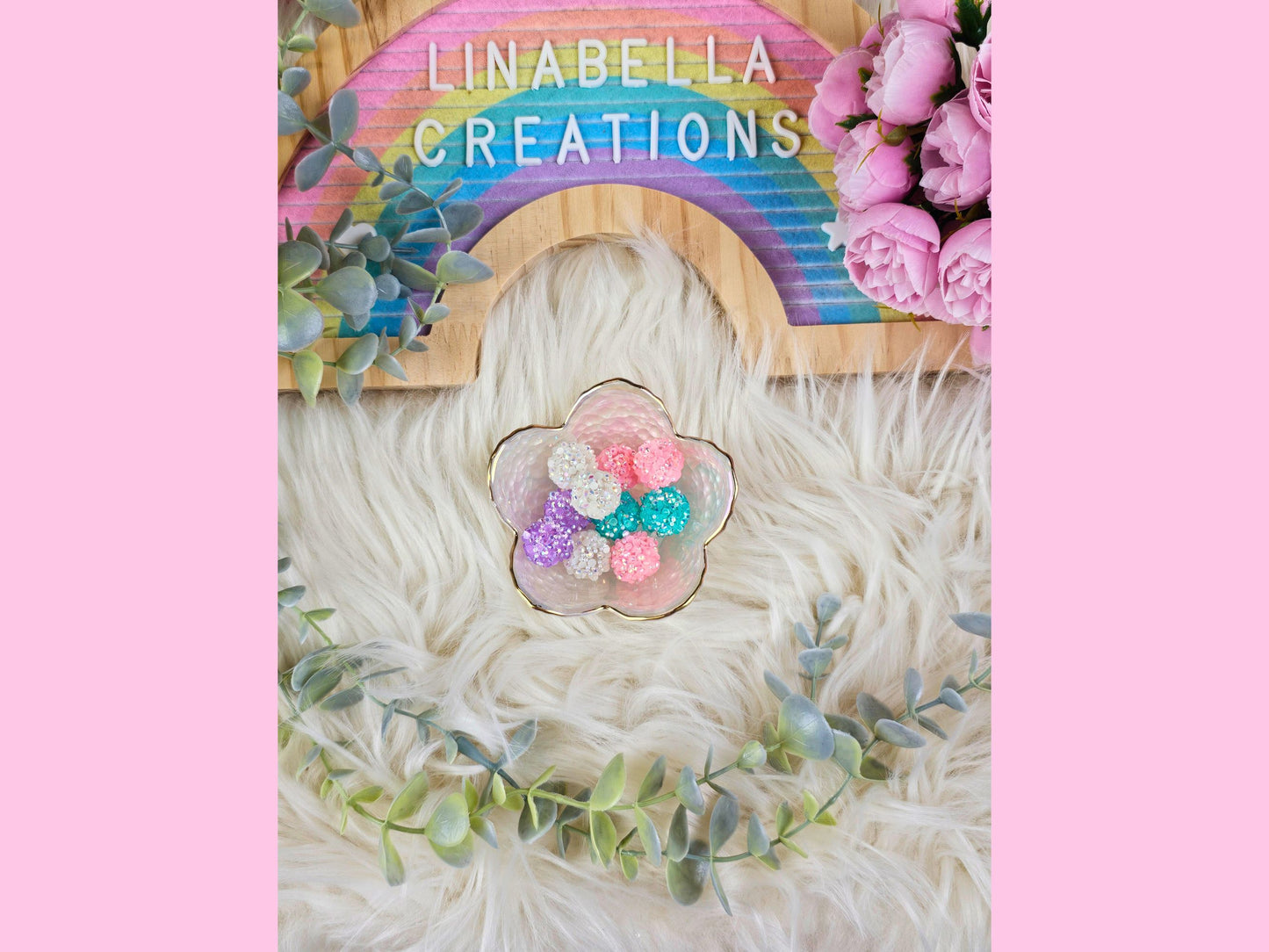 Pastel Rhinestone Confetti Beads 16mm set of 10