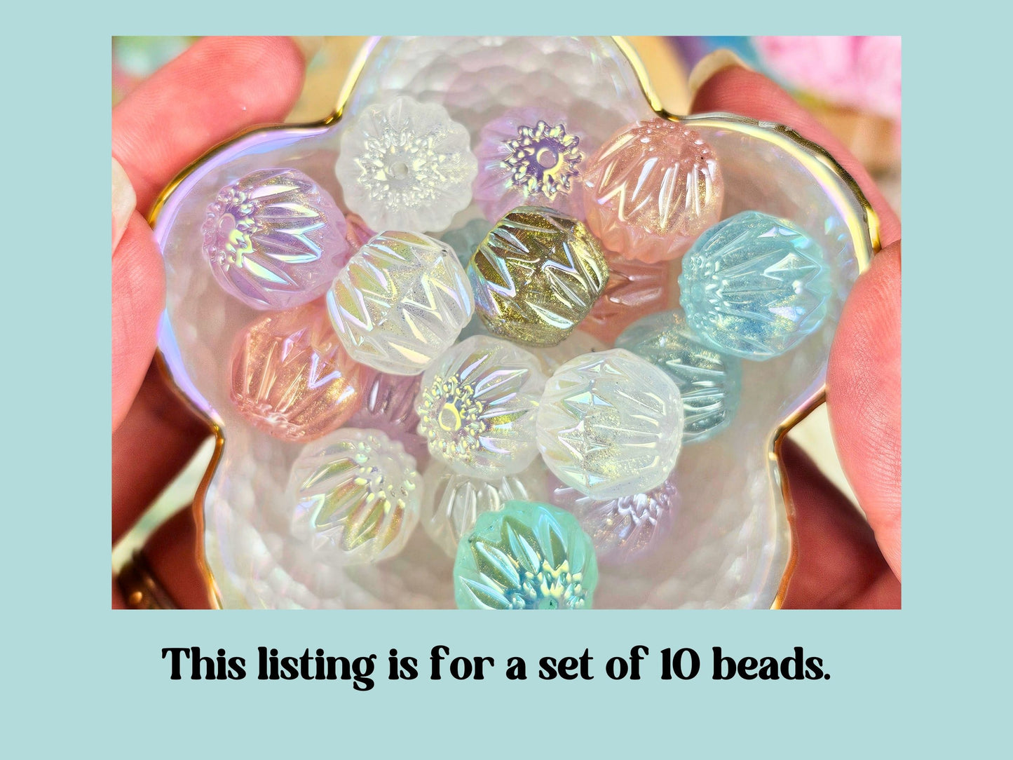 Translucent Pastel Shimmer Pumpkin Beads set of 10