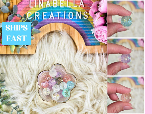 Translucent Pastel Shimmer Pumpkin Beads set of 10