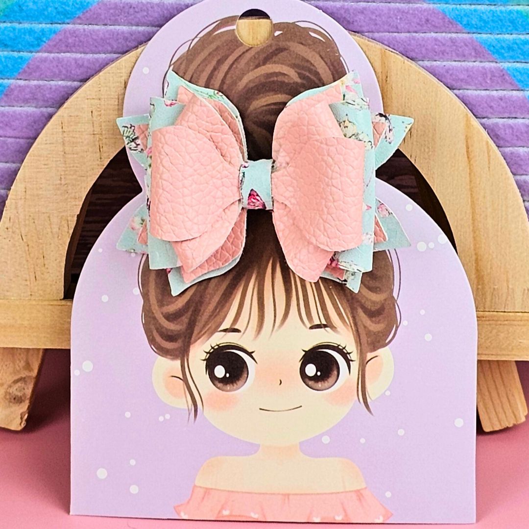 Pink and Light Blue Floral Butterfly 3 in Izzy Bow