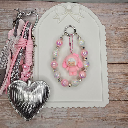 Pink and Silver Baby Nanci-inspired Bag Charm | Handmade Purse Charm & Keychain Accessory