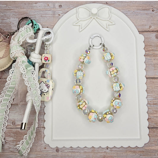 Teal and Cream Twin Star Sanrio Inspired Bag Charm | Handmade Purse Charm & Keychain Accessory | Phone Chain | Junk Journal Charm