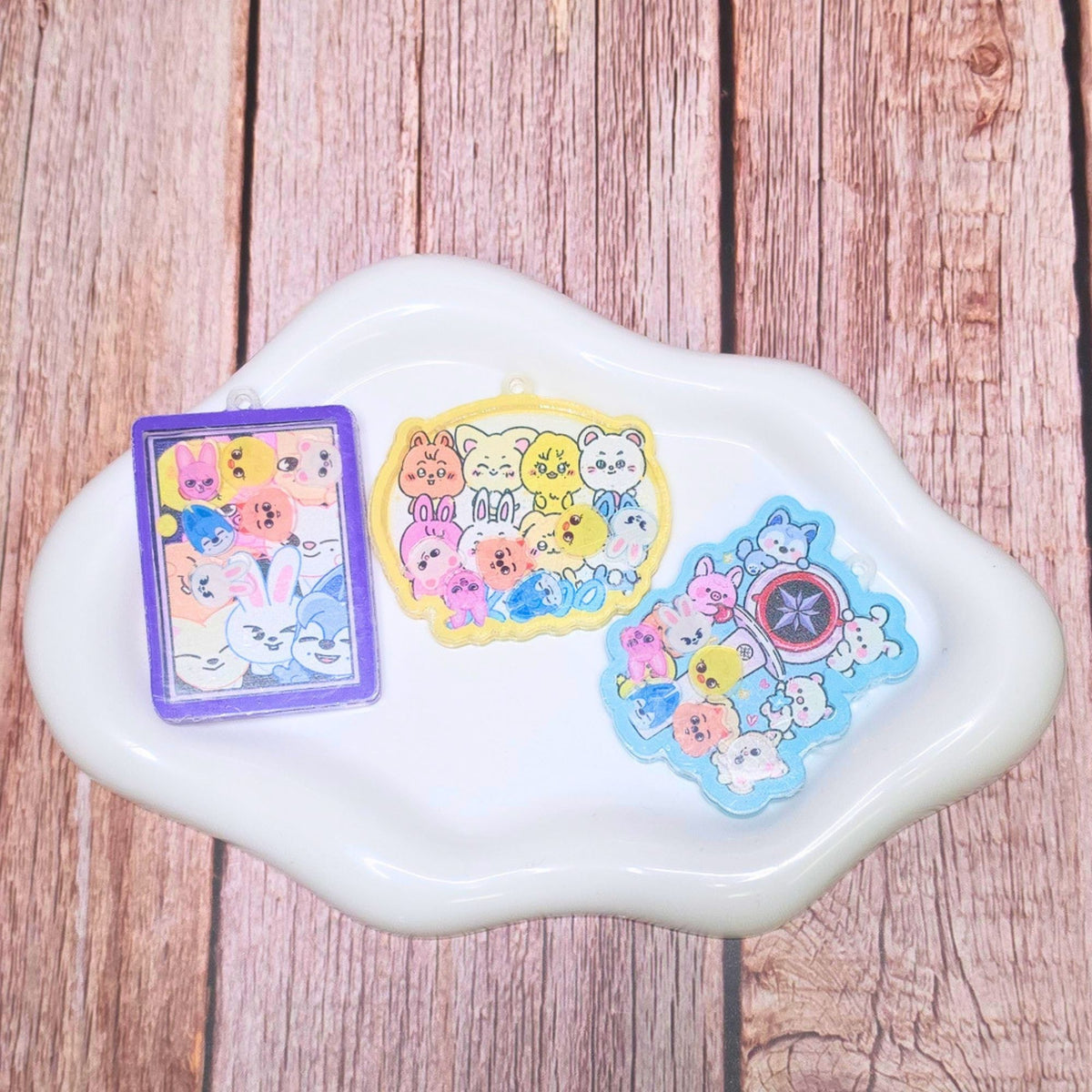 SKZOO Shaker Pendants Set of 3 | Stray Kids Inspired Kpop Acrylic Charms | Cute DIY Bag Charms, Keychains & Craft Supplies