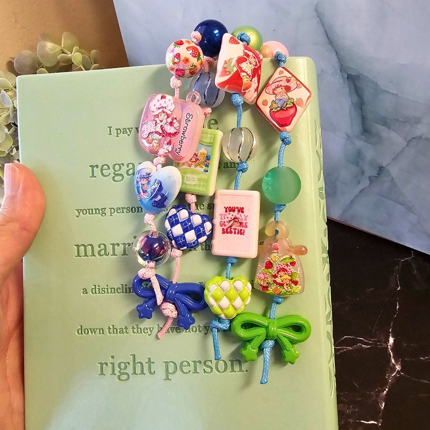 Strawberry Shortcake Beaded Bookmark | Whimsical Strawberry Bookmark | Retro Kawaii Book Accessory | Book Lover Gift | Reader Gift