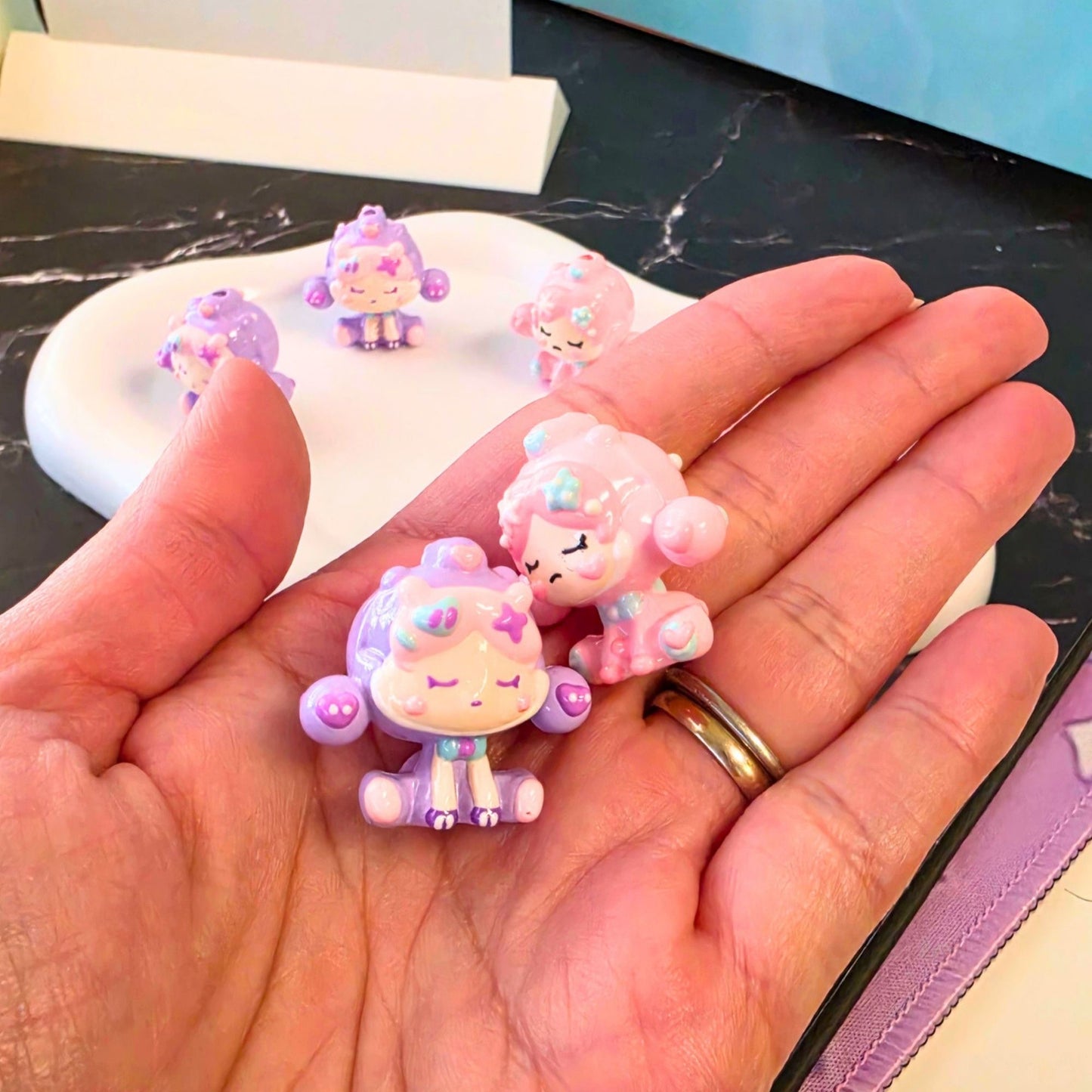 Set of 3 Hand Painted Skullpanda Beads β Pink or Purple 3D Character Focal Beads | Kawaii DIY Beads | Pen, Keychain & Bag Charm Supplies