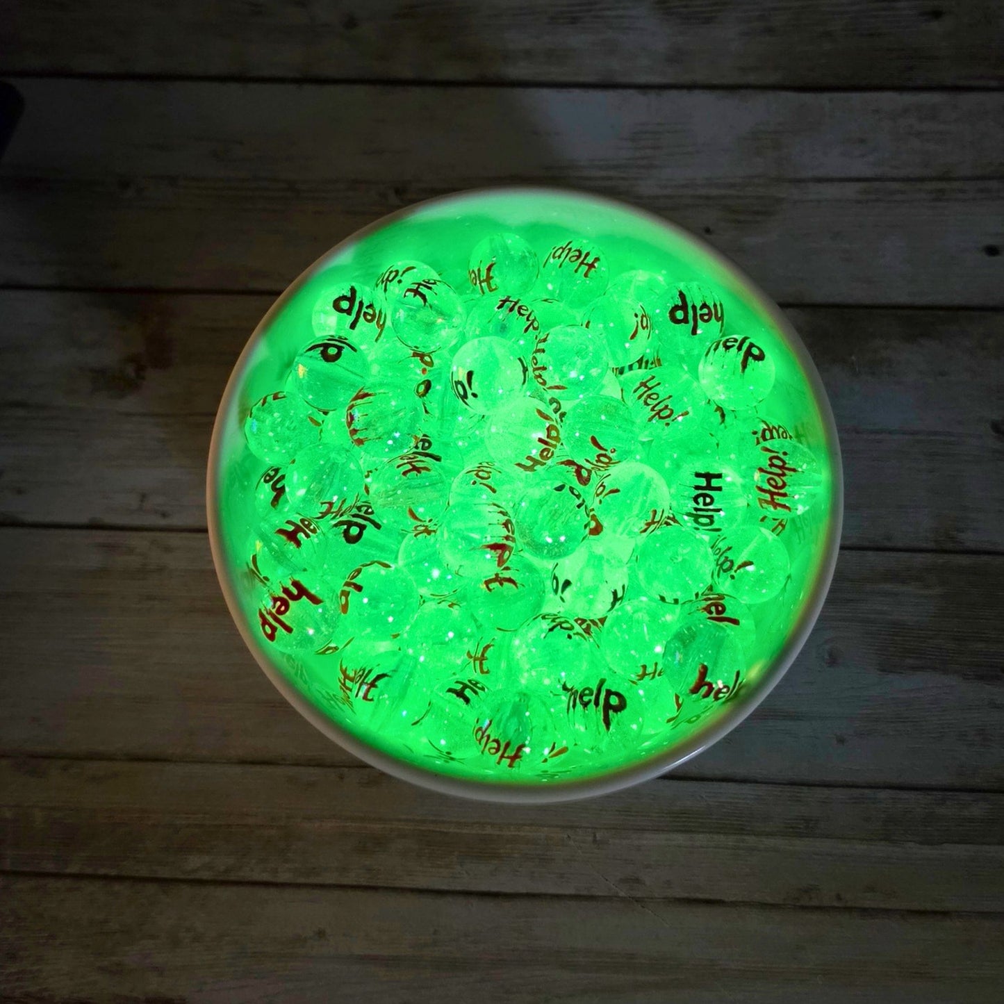 Glow in the Dark HELP Halloween Beads Set of 10 – Spooky Clear Acrylic Beads, Red Dripping Horror Beads, Halloween Craft & Pen Supplies