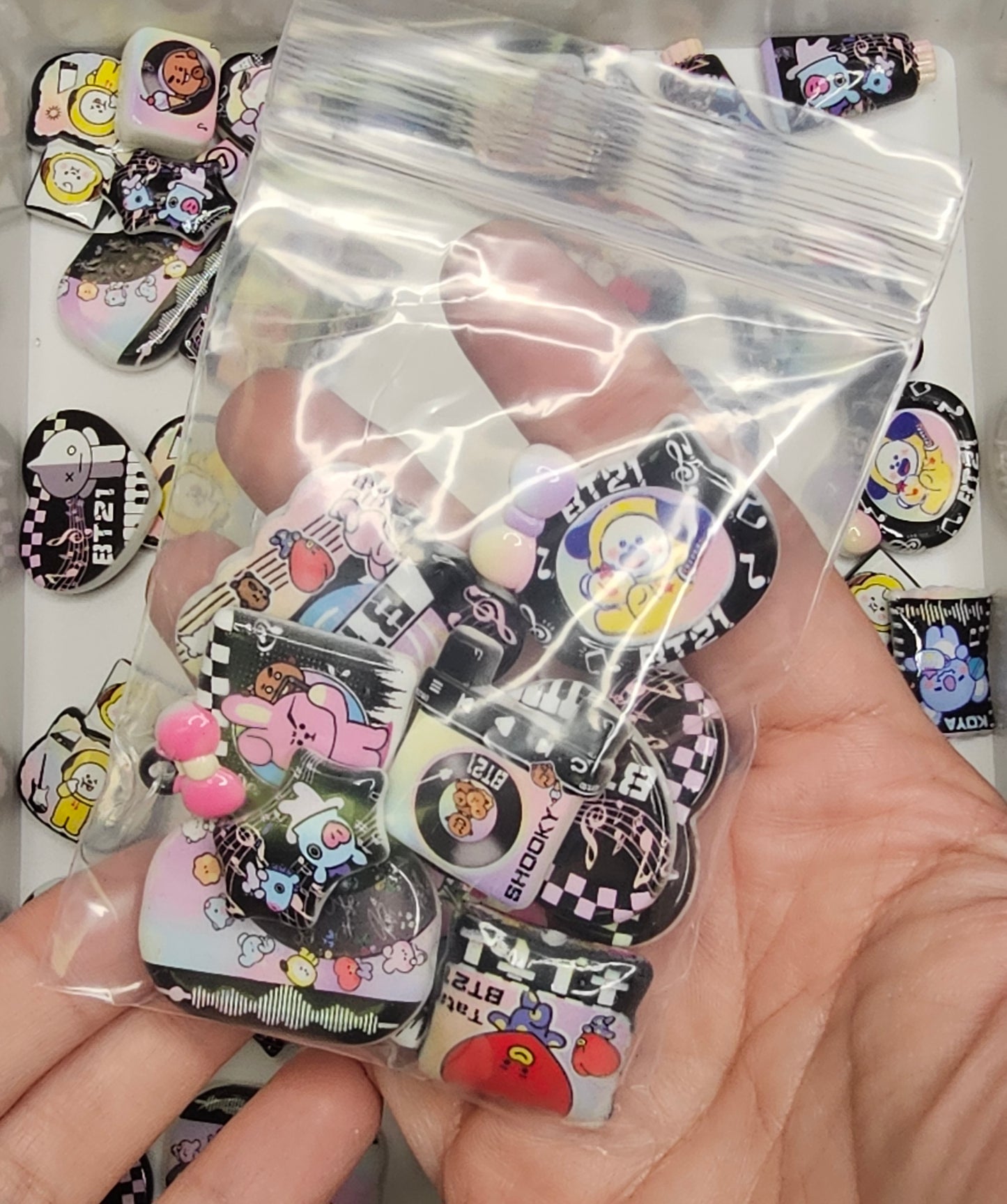 BT21 Character Black Bead Mix