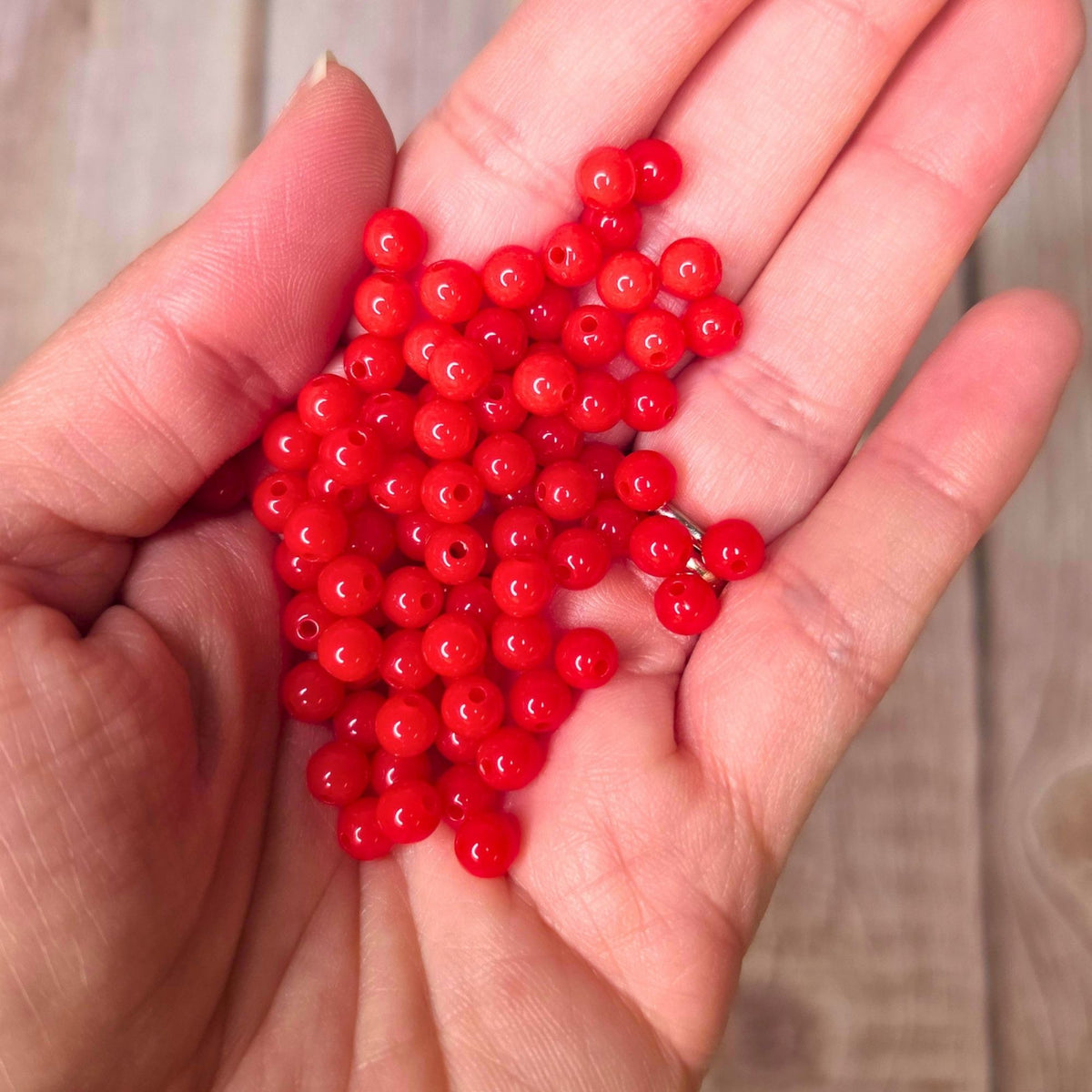 6mm Red Acrylic Round Beads – 30g Bag | Glossy Red Spacer Beads for DIY Jewelry Making, Bracelets, Keychains & Craft Supplies