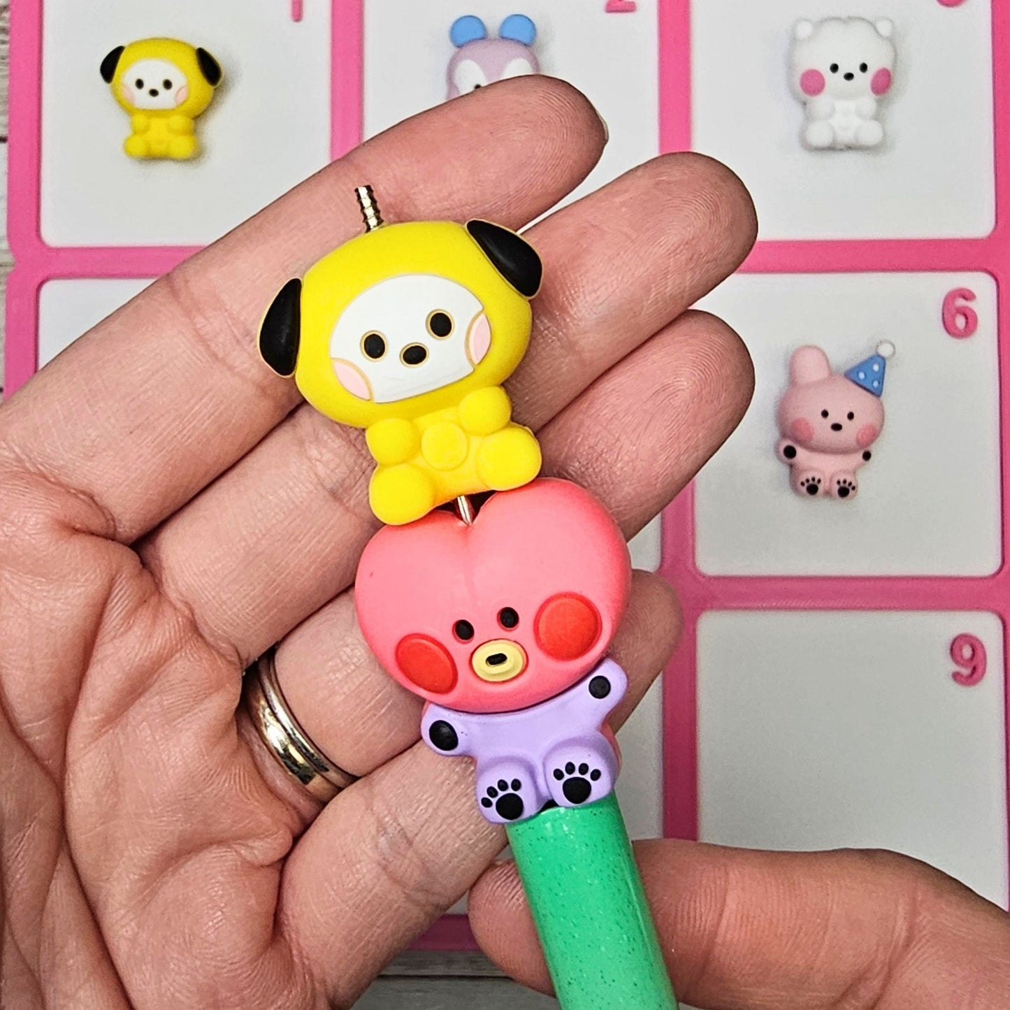 BT21-Inspired 3D Silicone Figure Beads | Cute Kawaii Character Focal Beads | DIY Pens, Phone Charms, Keychains & Bag Charms | DIY Freebies (Copy)