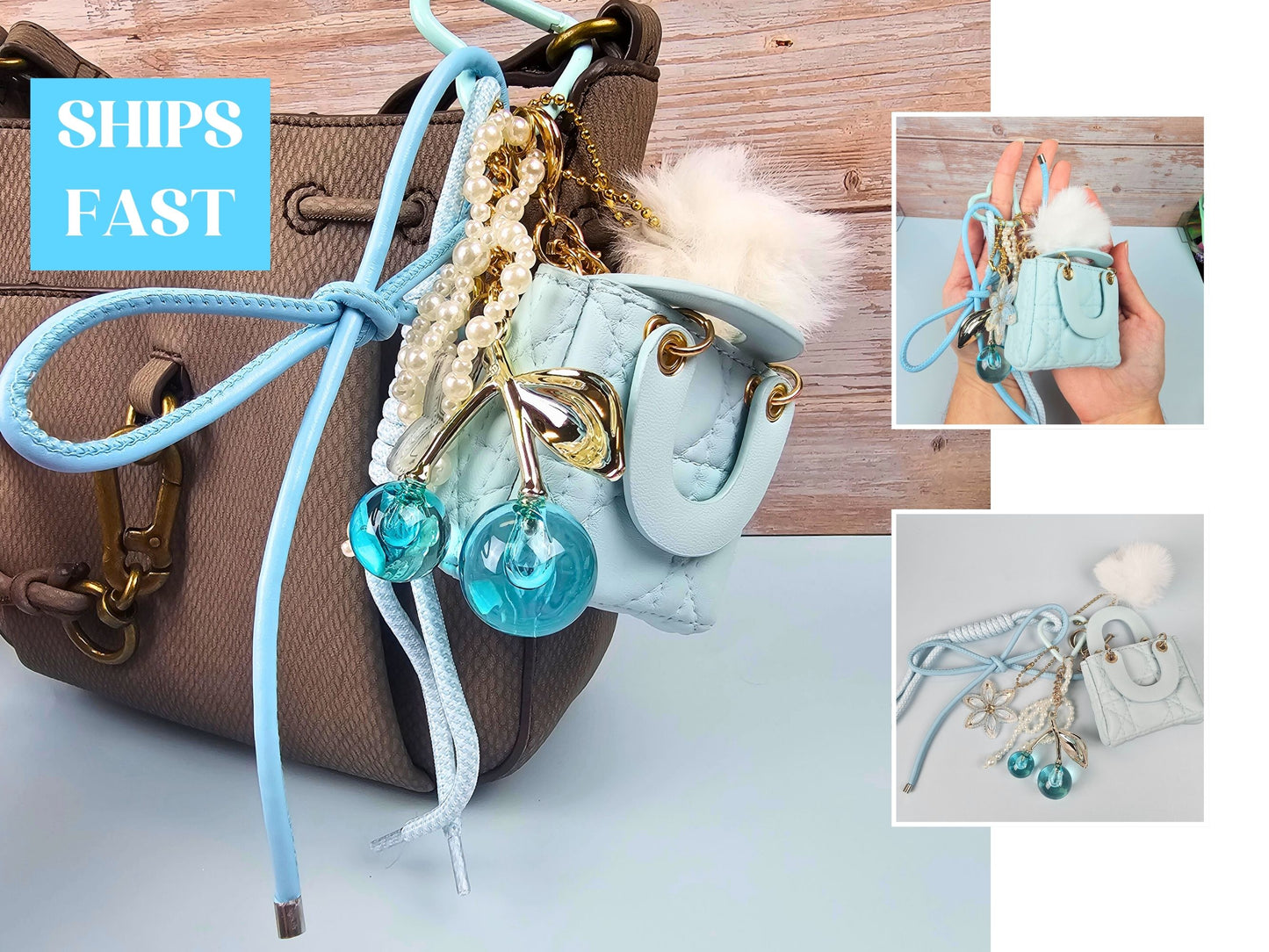 Baby Blue Mini Purse Bag Charm