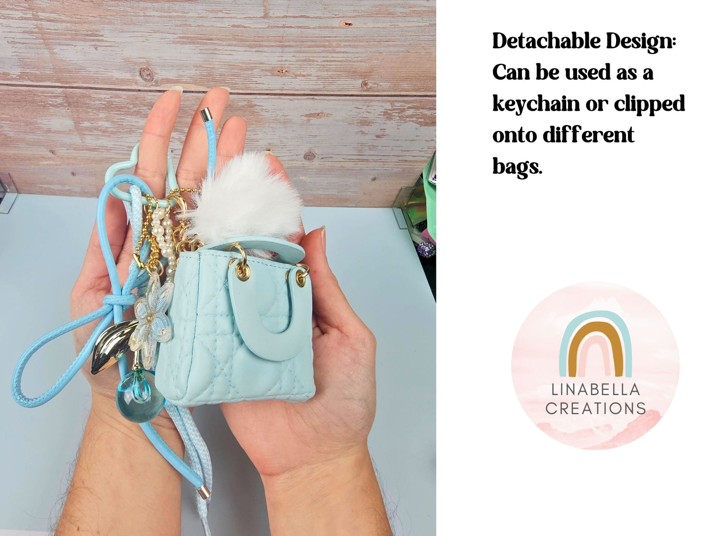 Baby Blue Mini Purse Bag Charm