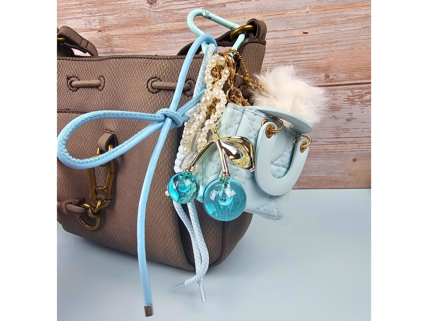 Baby Blue Mini Purse Bag Charm