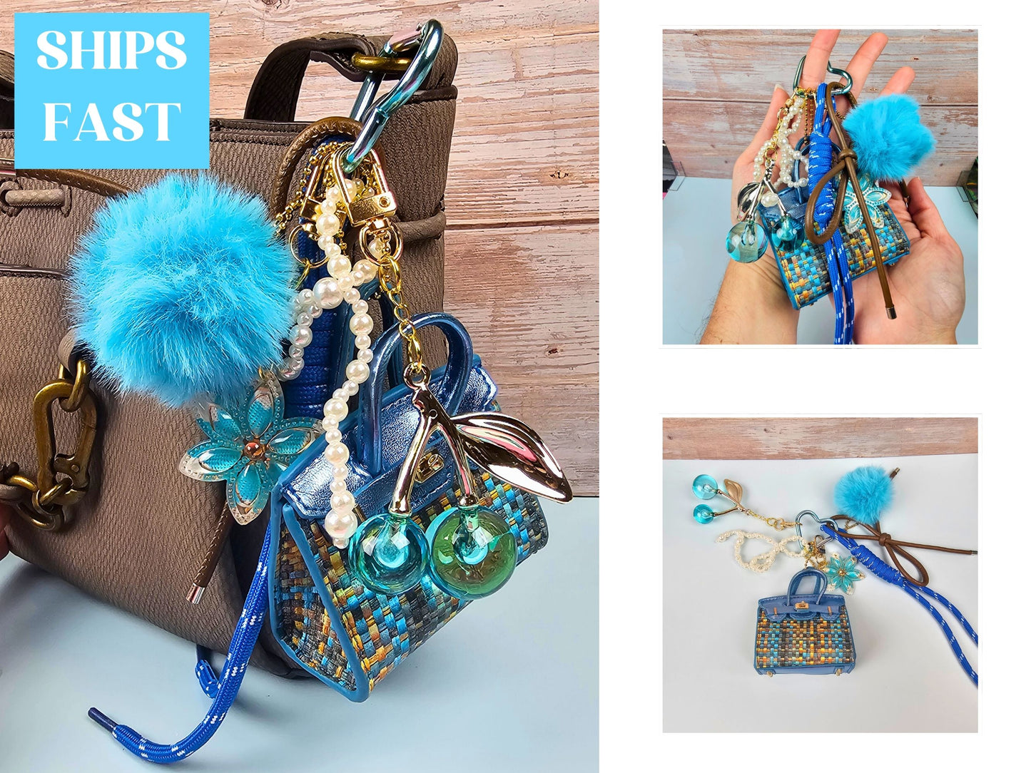 Blue Abuelita Mini Purse Bag Charm