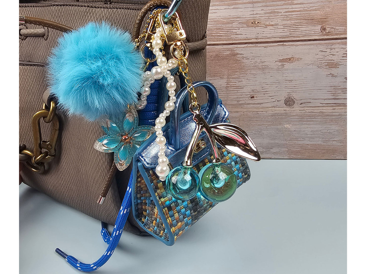 Blue Abuelita Mini Purse Bag Charm