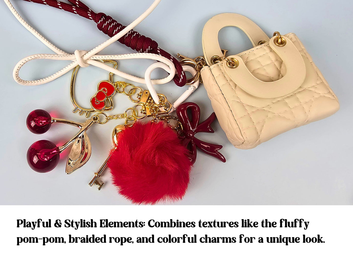Cream and Red Mini Purse Bag Charm