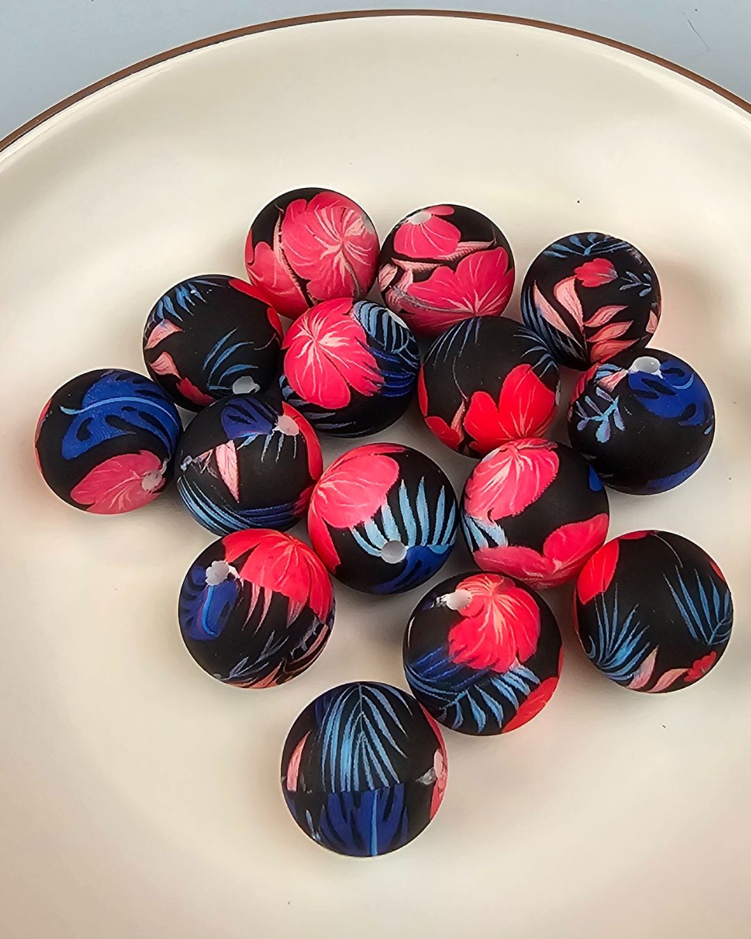 Silicone Beads - Printed Beads 15mm