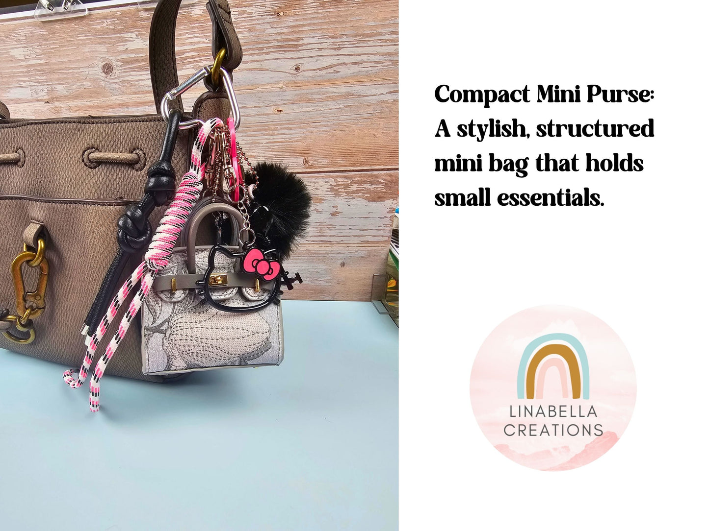 Black and Pink Mini Purse Bag Charm