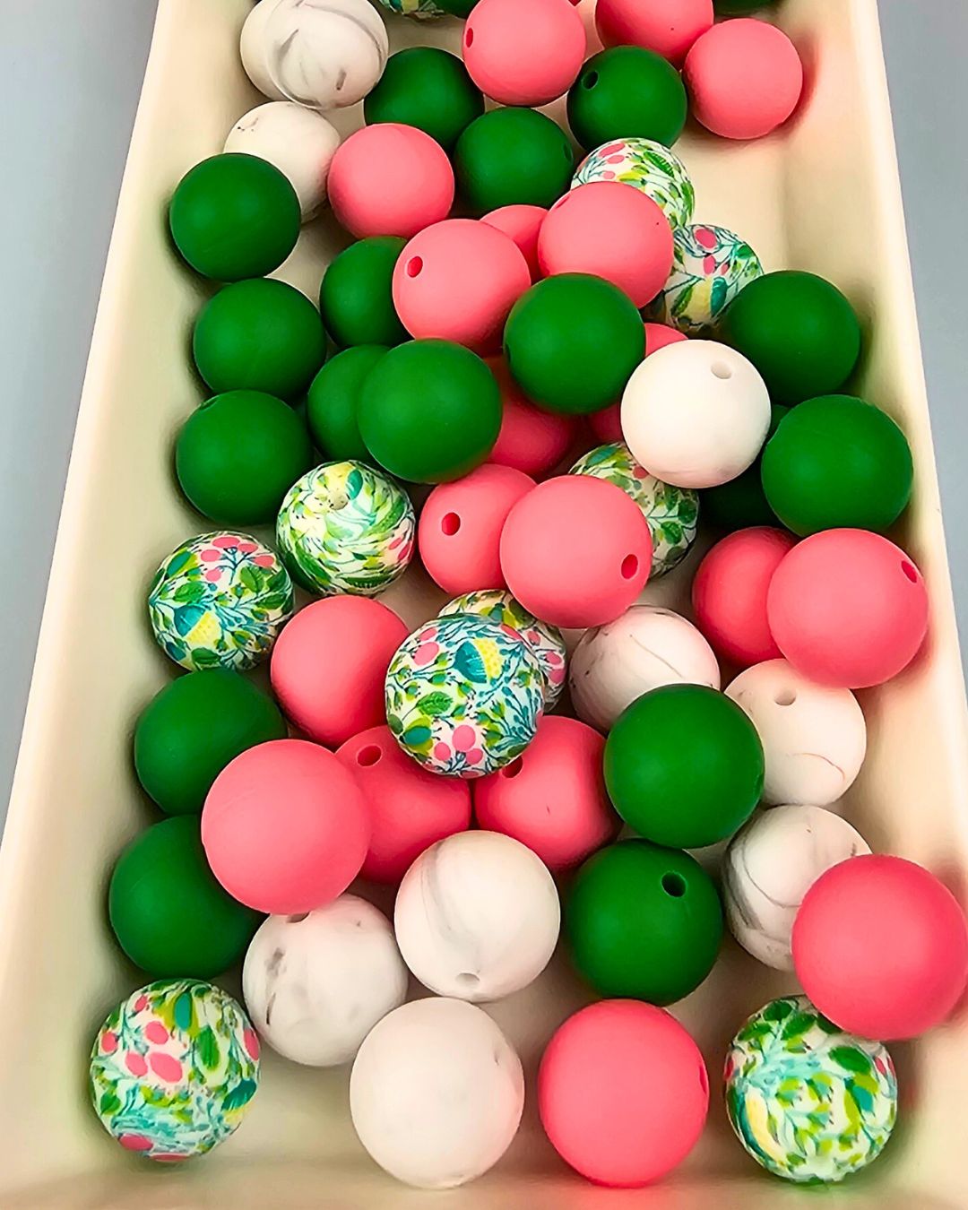 Silicone Printed Bead Mix - 60 qty