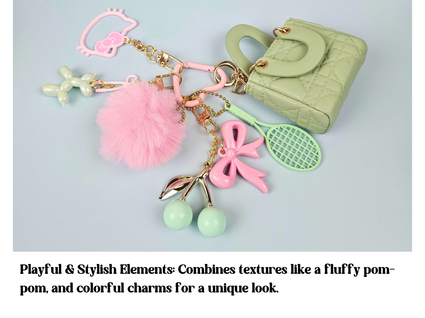 Green and Pink Mini Purse Bag Charm