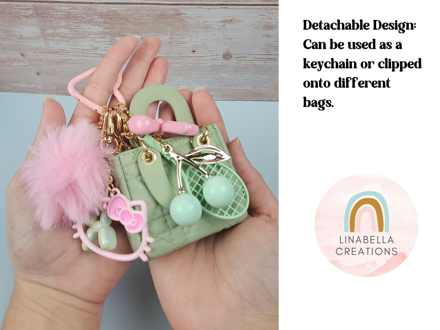 Green and Pink Mini Purse Bag Charm