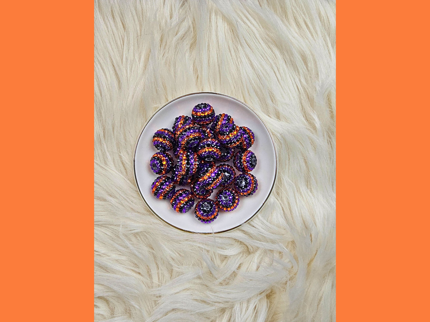 20mm Halloween Rhinestone Stripe Beads | Set of 6 Assorted Halloween Beads | Sparkle Acrylic Beads for Pens, Keychains & DIY Crafts