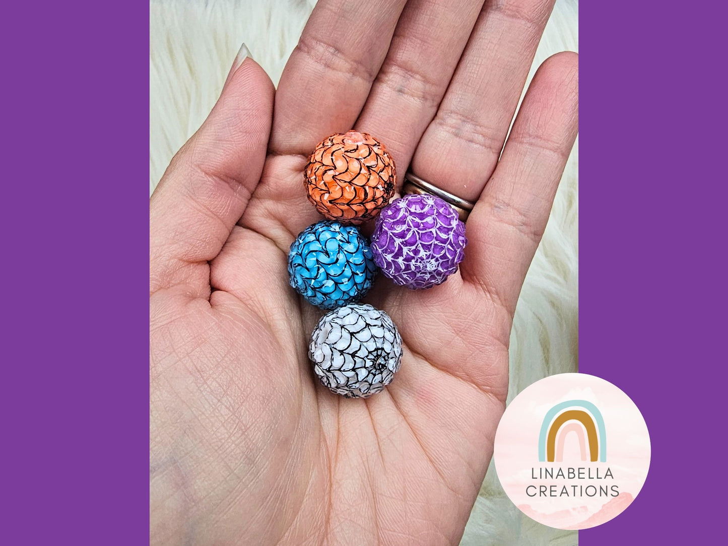 20mm Spiderweb Rhinestone Beads | Set of 6 Assorted Halloween Beads | Sparkle Acrylic Beads for Jewelry Making, Keychains & DIY Crafts