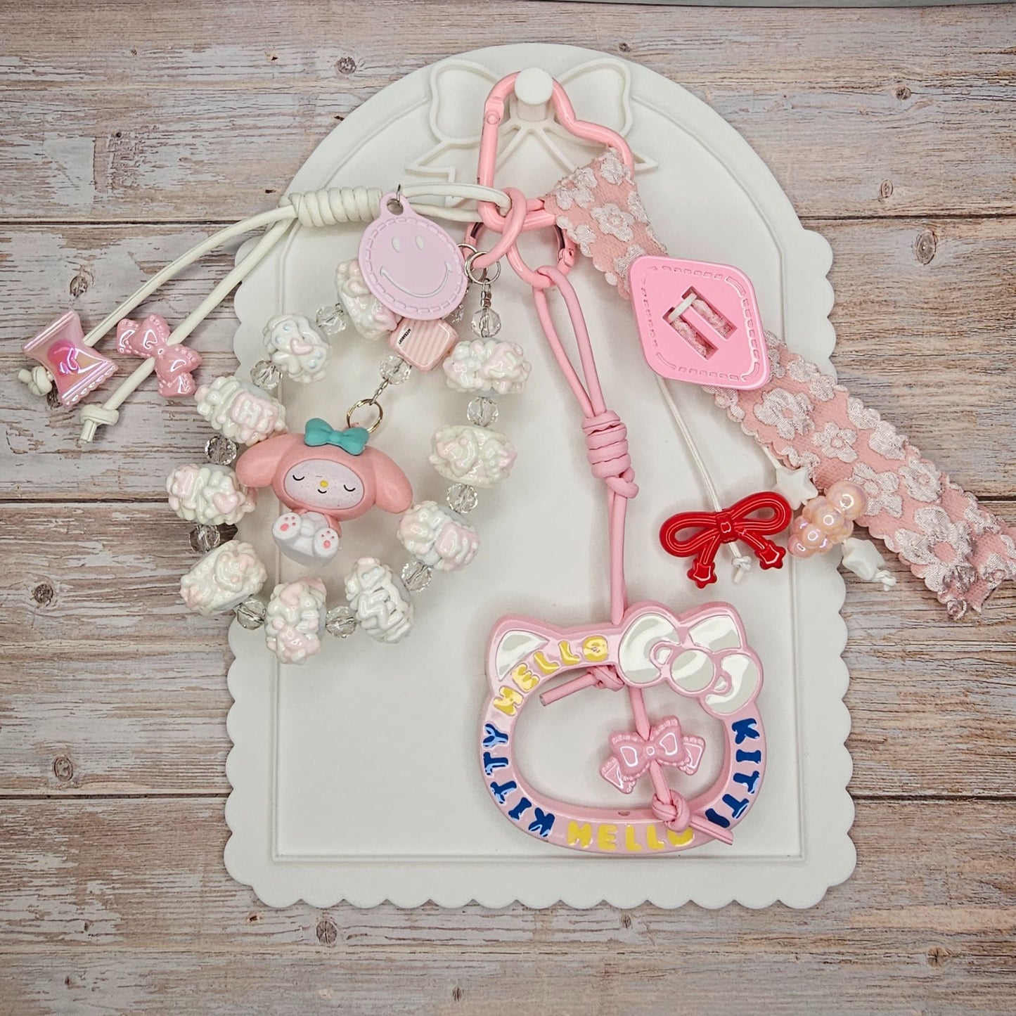 My Melody Pink and White Bag Charm | Handmade Purse Charm & Keychain Accessory