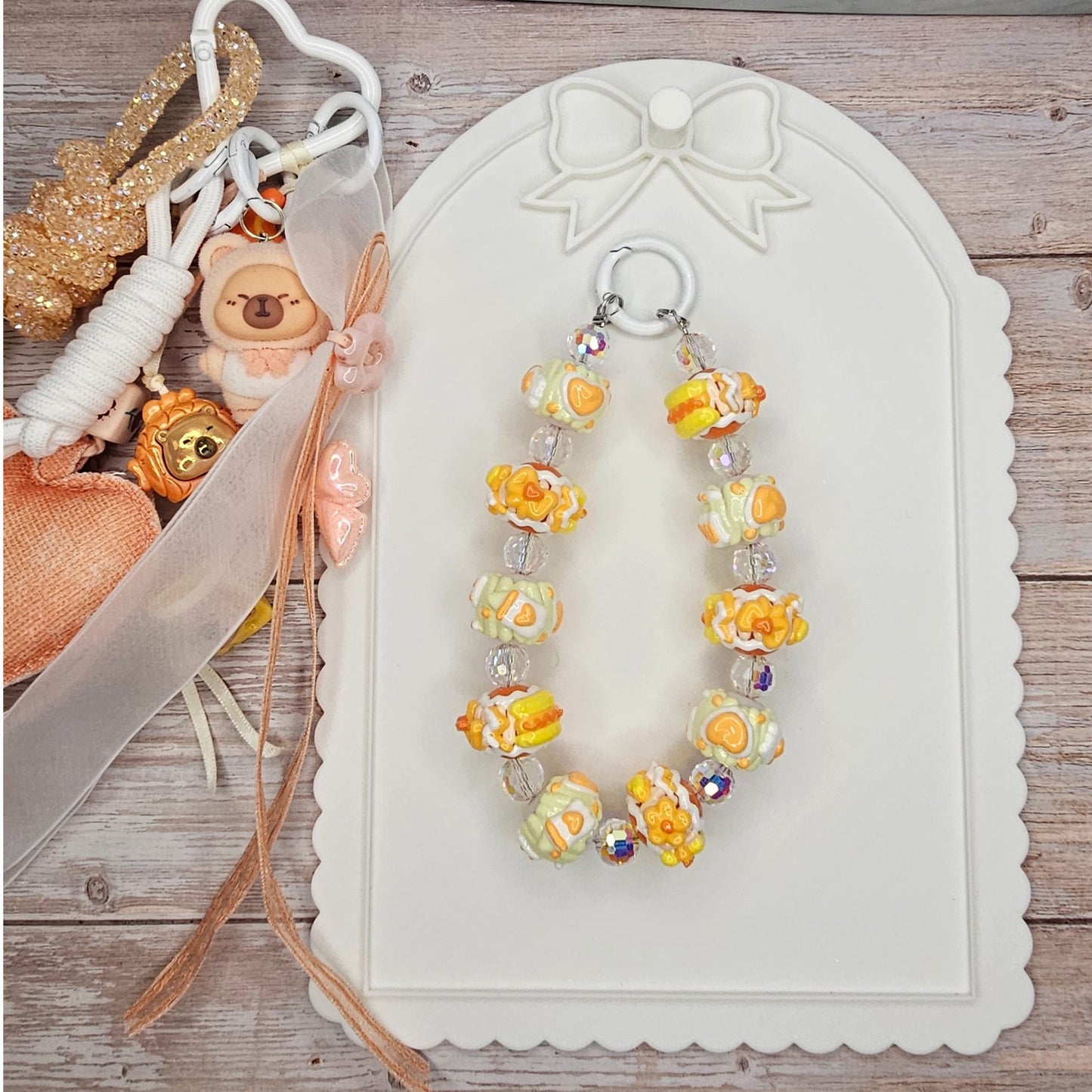 Capybara Yellow Orange Bag Charm | Handmade Purse Charm & Keychain Accessory