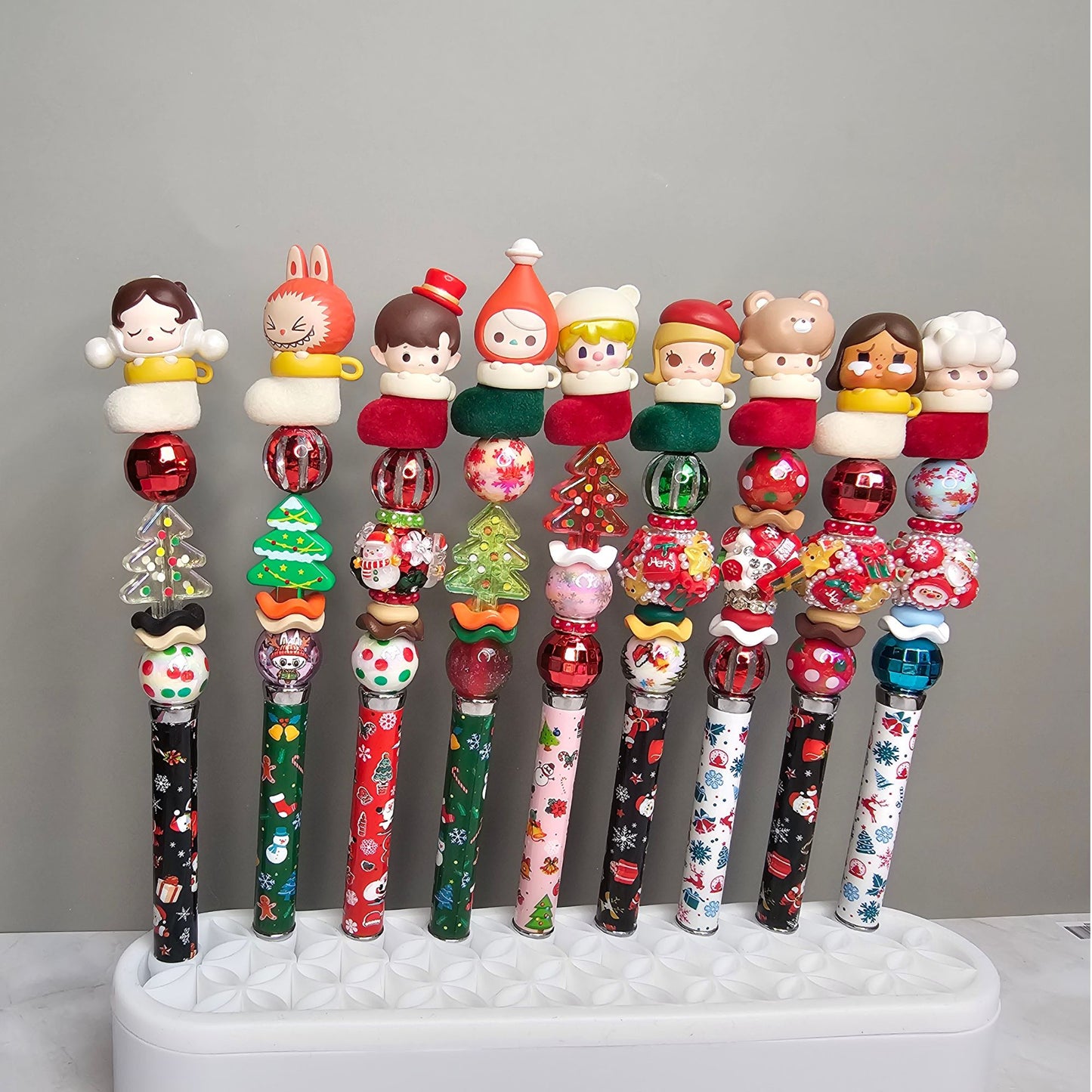 Popmart Christmas Beaded Pen Labubu Skullpanda Molly Dimoo and more