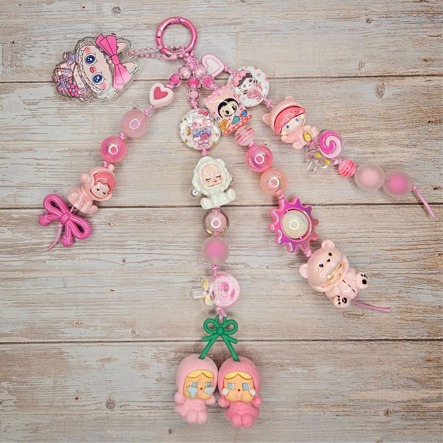 Pink Popmart-inspired Bag Charm | Handmade Purse Charm & Keychain Accessory | Labubu Skullpanda Dimoo Zoraa