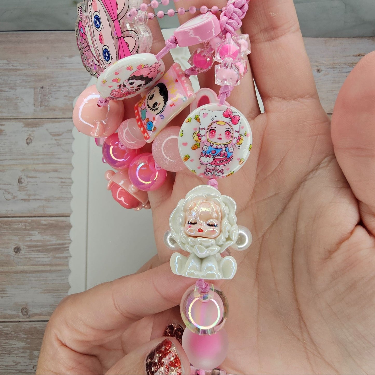 Pink Popmart-inspired Bag Charm | Handmade Purse Charm & Keychain Accessory | Labubu Skullpanda Dimoo Zoraa