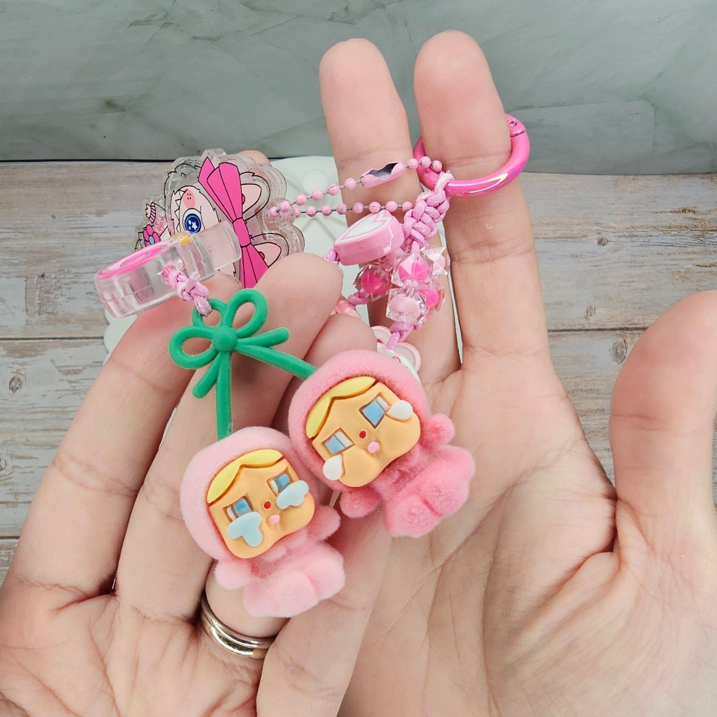 Pink Popmart-inspired Bag Charm | Handmade Purse Charm & Keychain Accessory | Labubu Skullpanda Dimoo Zoraa