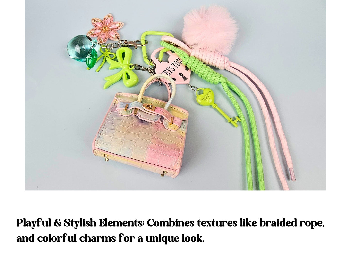 Pink and Green Mini Purse Bag Charm