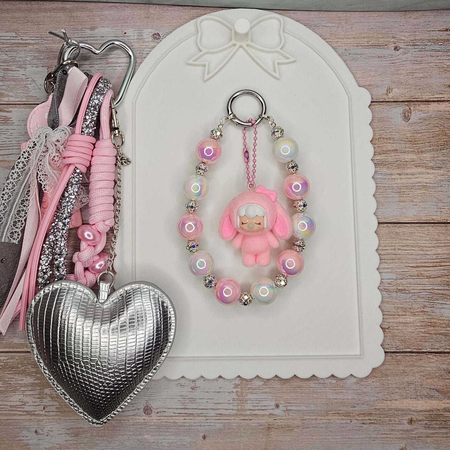 Pink and Silver Baby Nanci-inspired Bag Charm | Handmade Purse Charm & Keychain Accessory