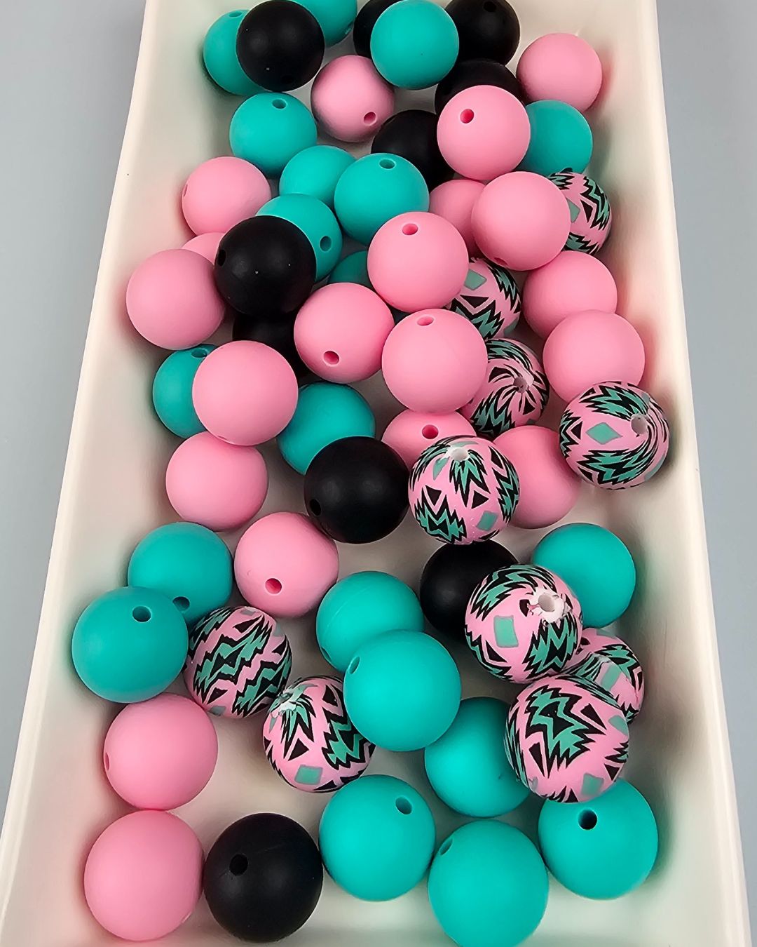 Silicone Printed Bead Mix - 60 qty