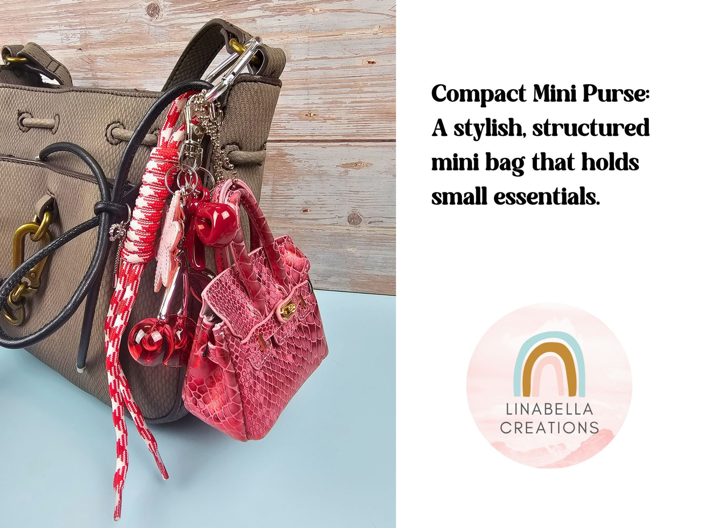 Red Snake Print Mini Purse Bag Charm