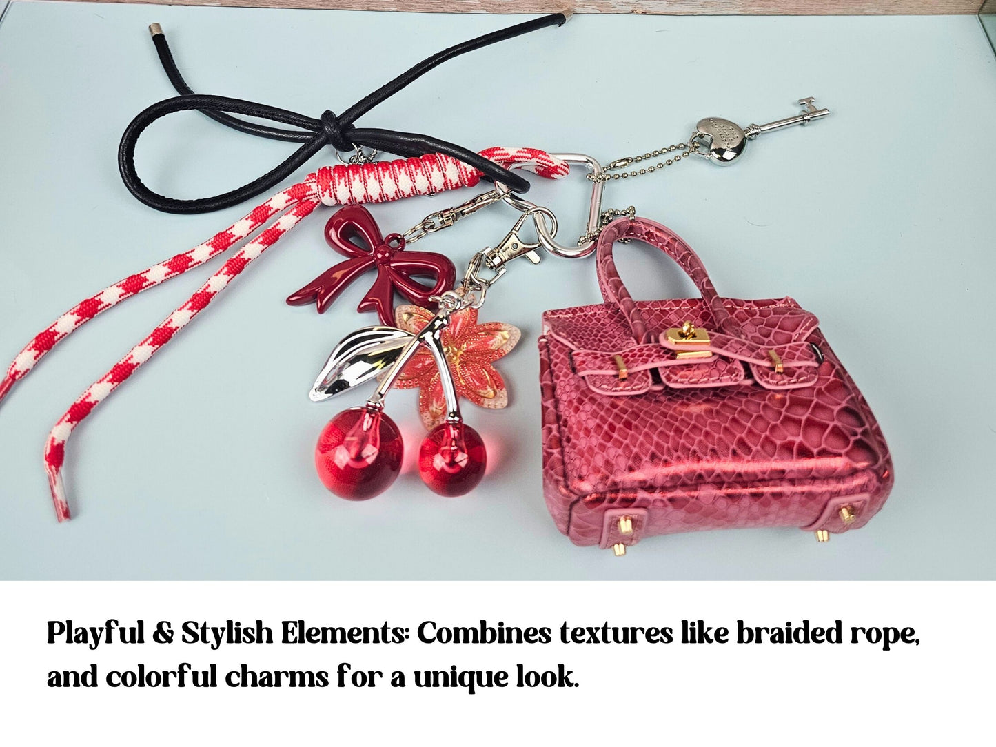 Red Snake Print Mini Purse Bag Charm