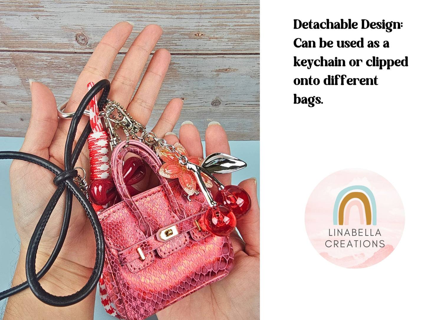 Red Snake Print Mini Purse Bag Charm