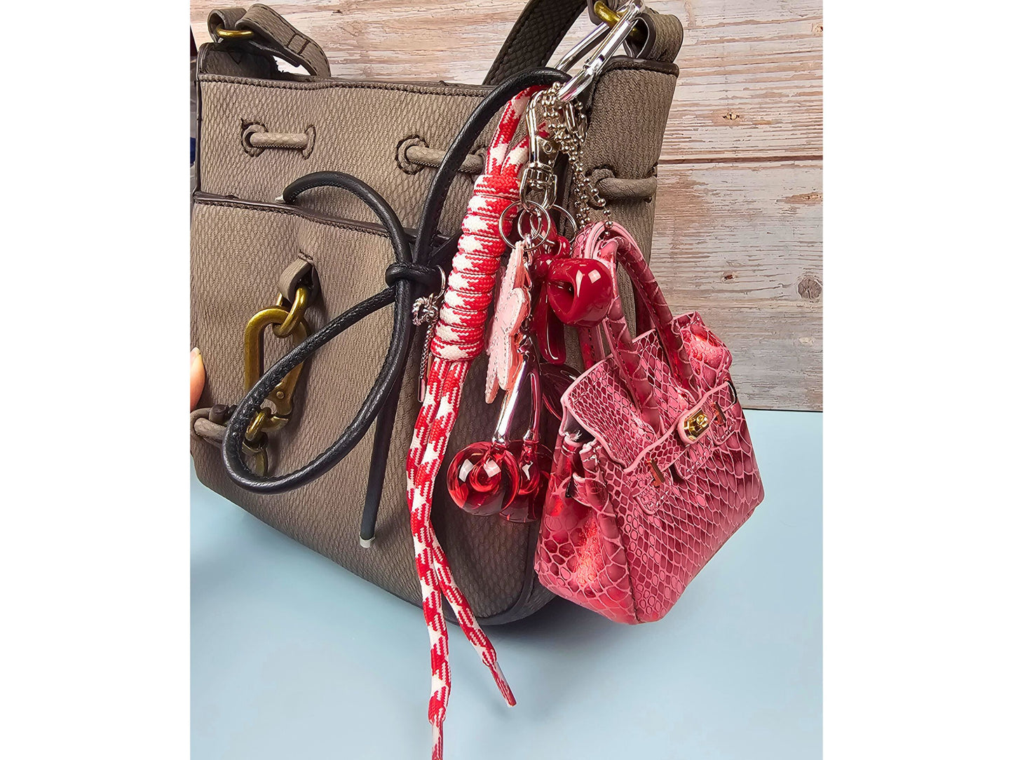 Red Snake Print Mini Purse Bag Charm