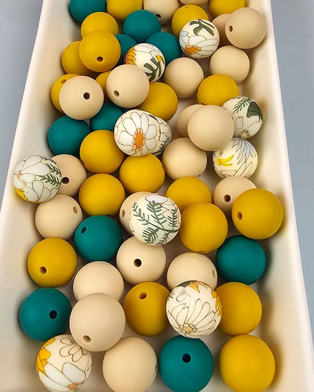 Silicone Printed Bead Mix - 60 qty
