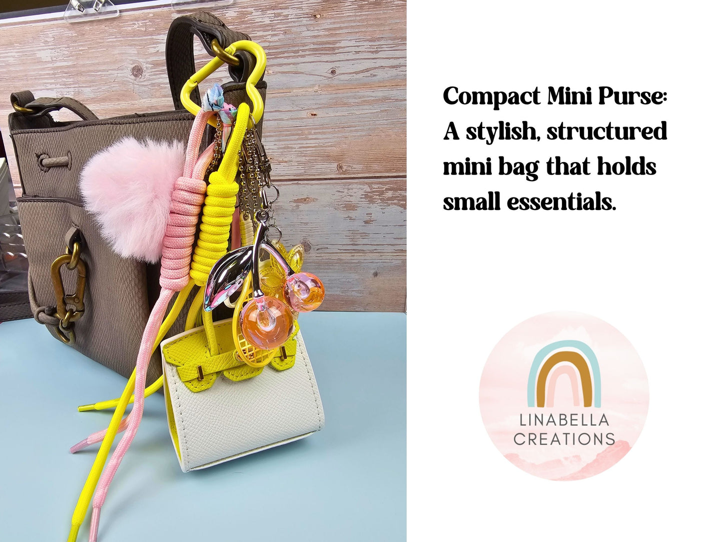 Yellow and Pink Mini Purse Bag Charm