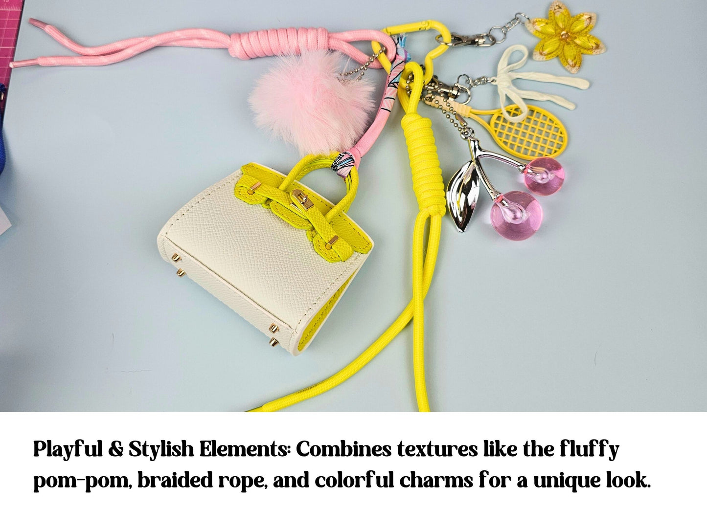 Yellow and Pink Mini Purse Bag Charm