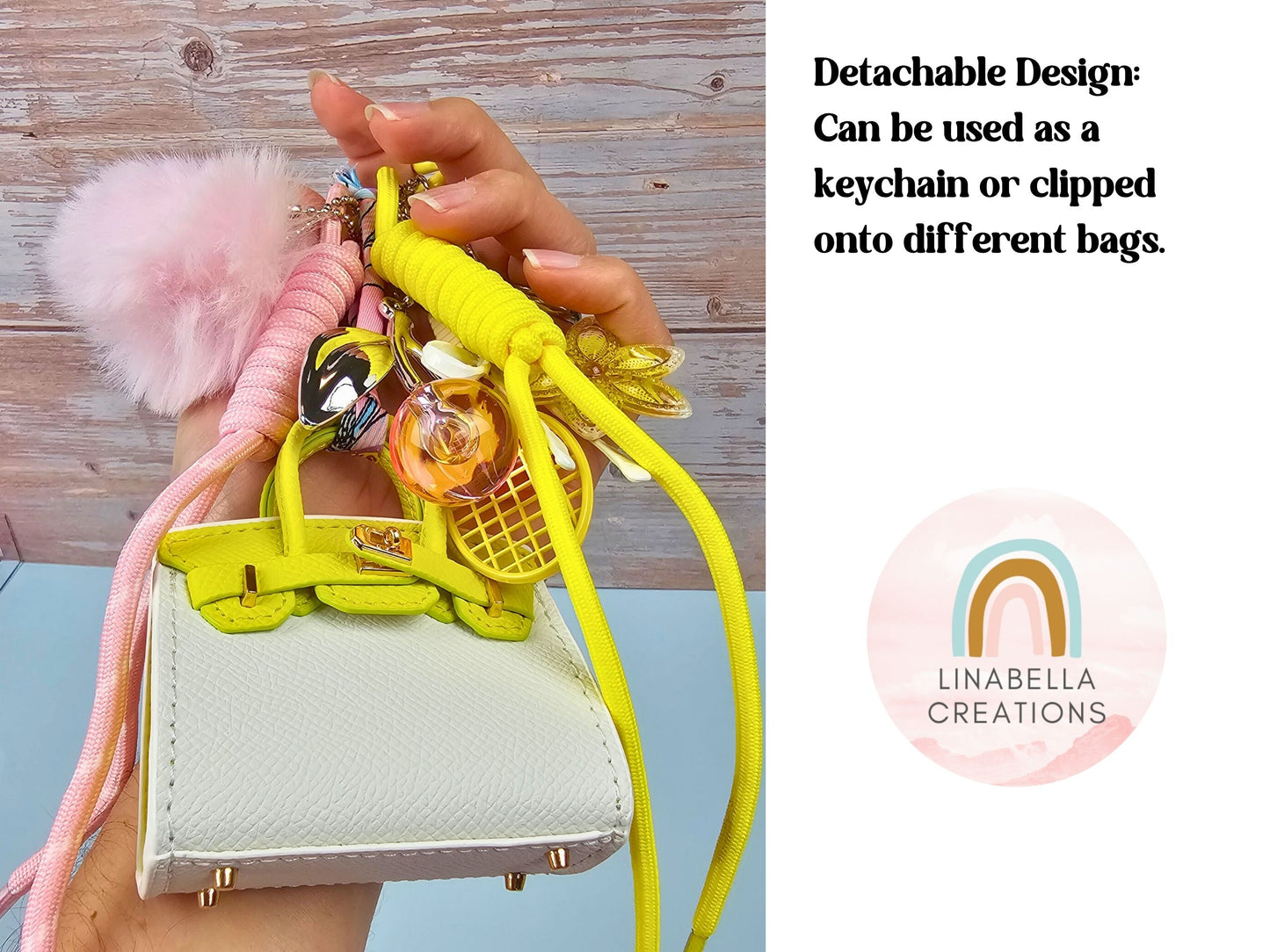 Yellow and Pink Mini Purse Bag Charm