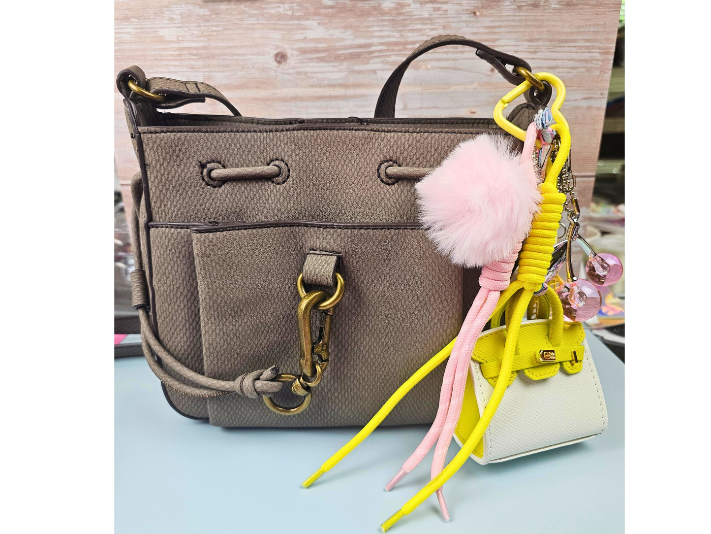 Yellow and Pink Mini Purse Bag Charm