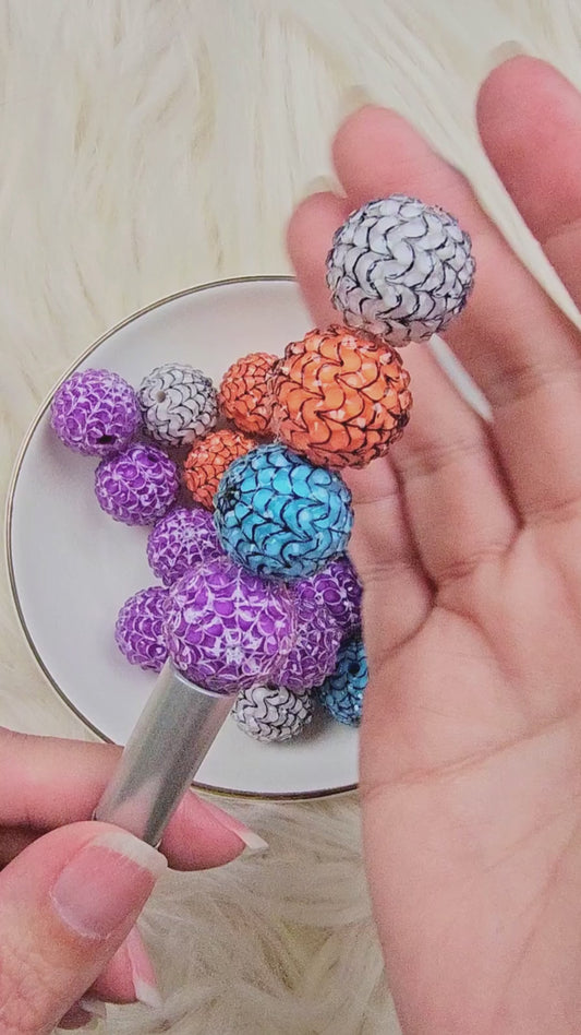 20mm Spiderweb Rhinestone Beads | Set of 6 Assorted Halloween Beads | Sparkle Acrylic Beads for Jewelry Making, Keychains & DIY Crafts