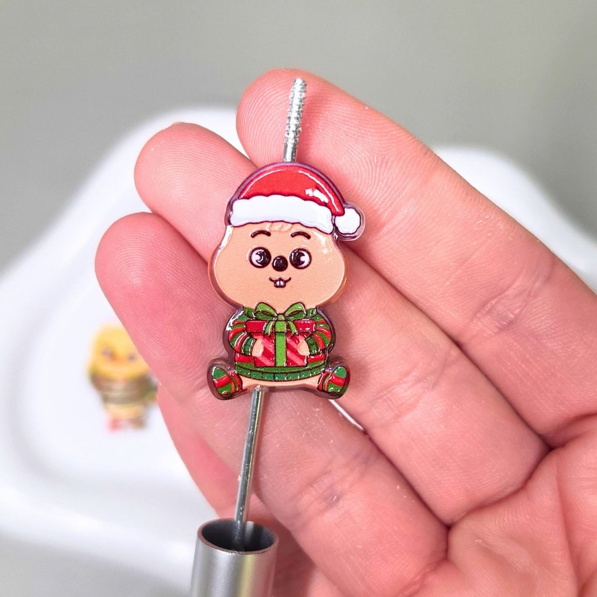 SKZOO Christmas Acrylic Focal Beads – Set of 8 Holiday Character Beads – Kpop Inspired Christmas Beads for Pens, Keychains & Crafts
