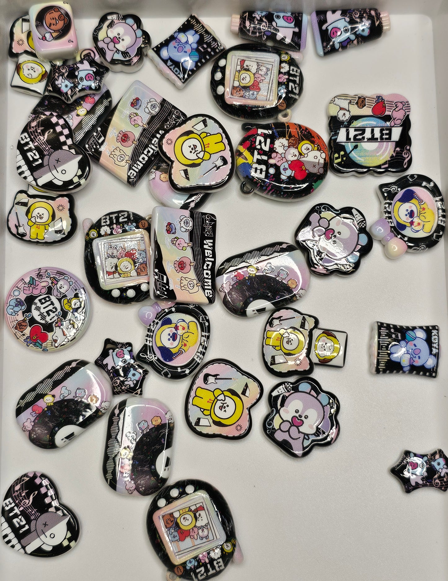 BT21 Character Black Bead Mix